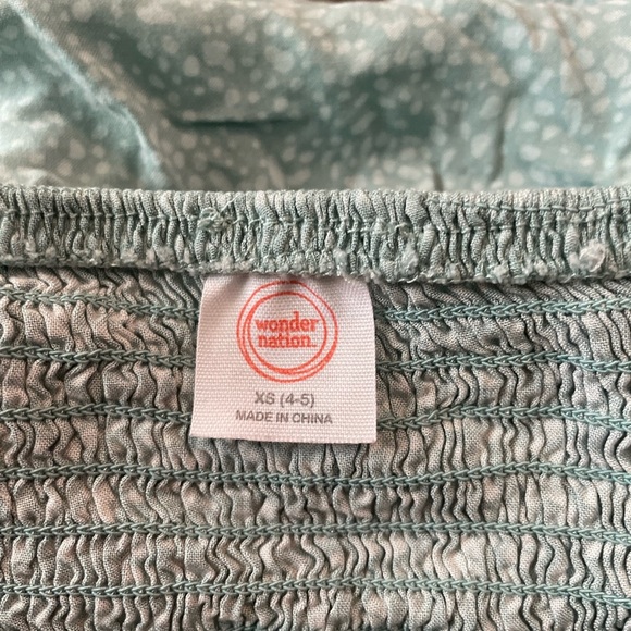 Wonder Nation Girls Teal Smocked top size XS 4/5 - Picture 4 of 4
